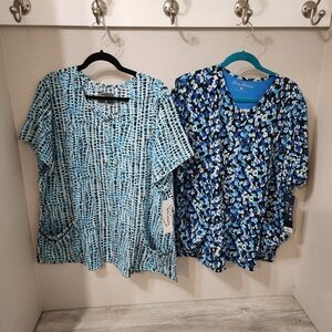 Blue and Black Patterned Women Tops